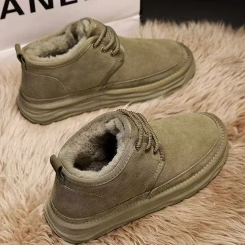 Men's Winter Snow Boots Thickened Comfortable Sports Casual Shoes for Man Outdoor Soft Bottom Anti-slip Plush Warm Cotton Shoes