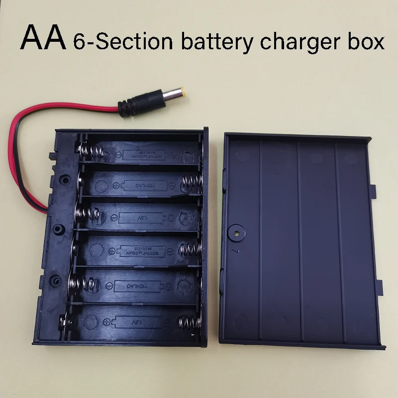 1PC 5.5x2.1 DC Plug Charging Case Portable AA/AAA/18650 Battery Charger Box Holder 2/3/4/6/8 Sections With Lid and Switch image 4