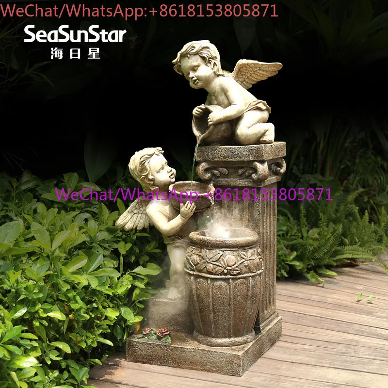 European-style angel fountain landscape outdoor running water ornament home garden layout courtyard