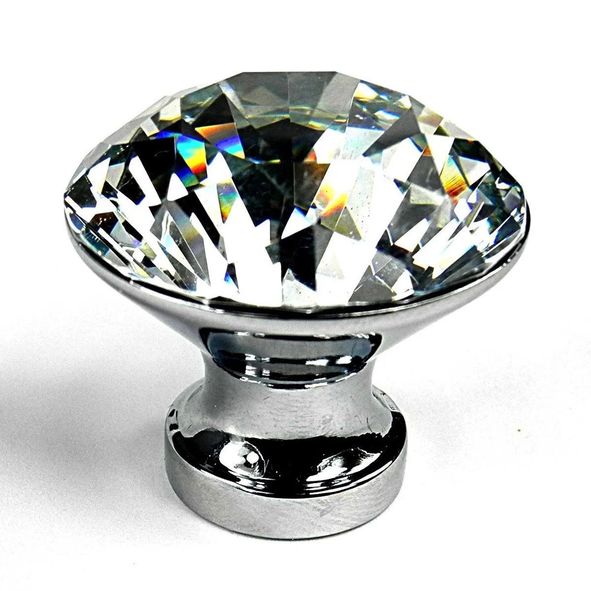 5Pcs Elegant Diamond Crystal Glass Cabinet Knobs 30Mm X 32Mm for Kitchen Cupboard Dresser Chest Drawer Door Crystal Glass Pull