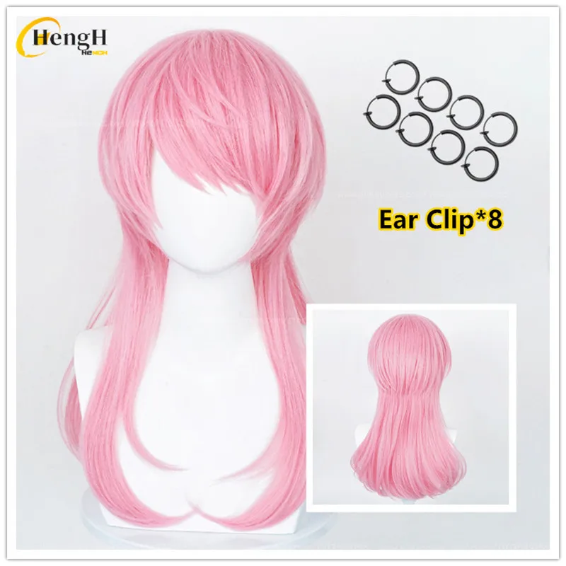 In Stock Anime Synthetic Sanzu Haruchiyo Cosplay Wig Long 56cm Pink Wig And Ear Clips Heat Resistant Fiber Hair RWig + A Wig Cap