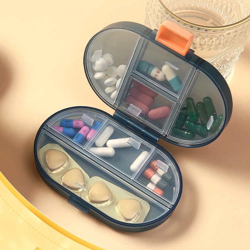 

1PCS Travel Pill Organizer 8 Compartment - Airtight Medicine Case for Portable Pharmacy Box Vitamin Container Medication Holder