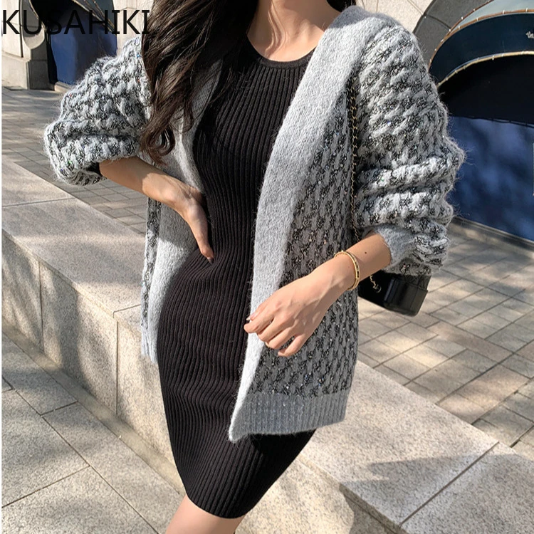 

KUSAHIKI 2024 New Causal Hooded Jacket Korean Style Women's Long Sleeved Long Sleeved Top