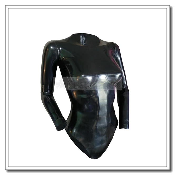 

Civet Latex Catsuit Black Leotard 3D Cup Long Sleeves Back Zip Customized 0.4mm J32