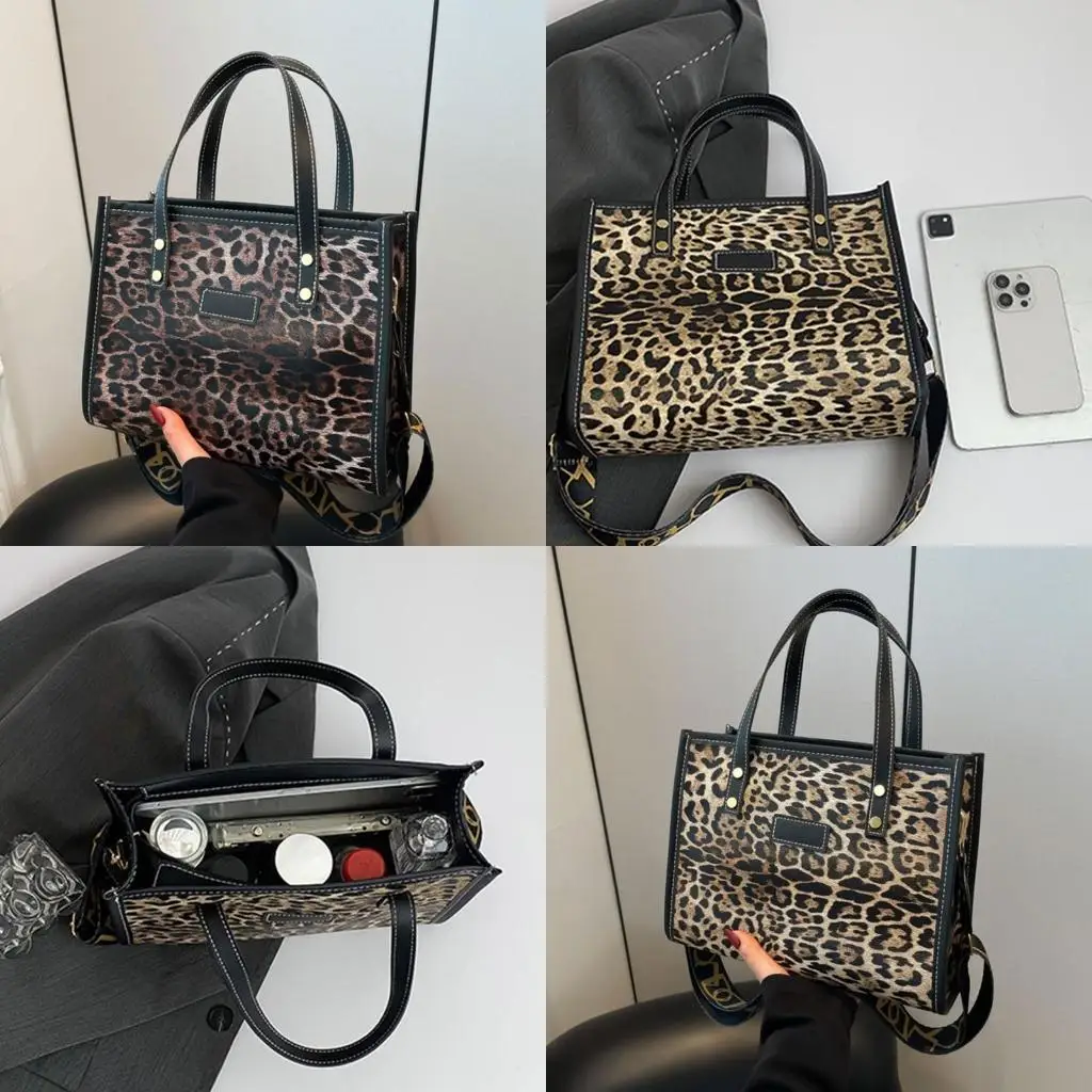 

Функциональная женская сумка через плечо с ручкой сверху из искусственной кожи с леопардовым принтом и регулируемым ремешком для