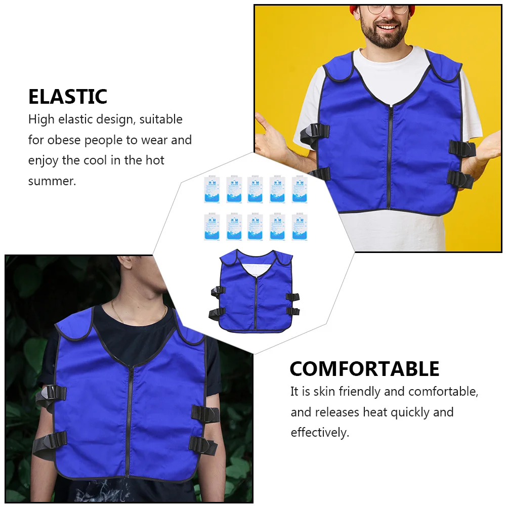

1Set High Elastic Cooling Vest for Men Summer Ice Waistcoat Breathable Safe Environmental Friendly Fabric Blue