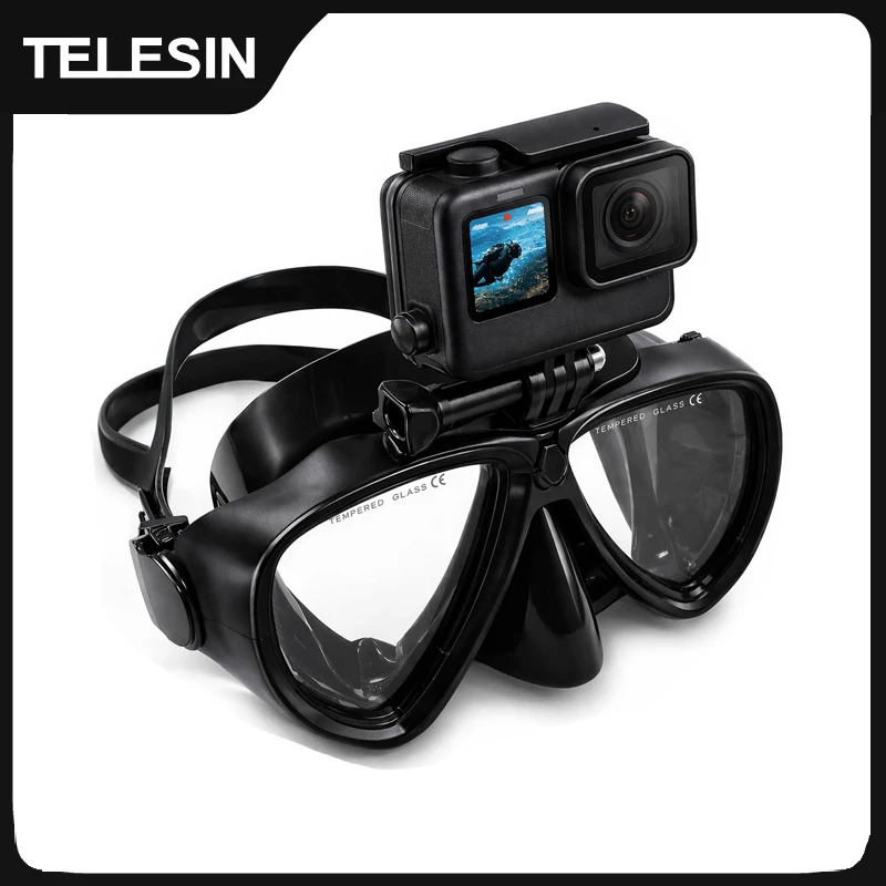 TELESIN Diving Glasses Mask Scuba Dive Snorkel Swimming Googgles Tempered for GoPro Hero DJI OSMO Action Insta360 Action Camera