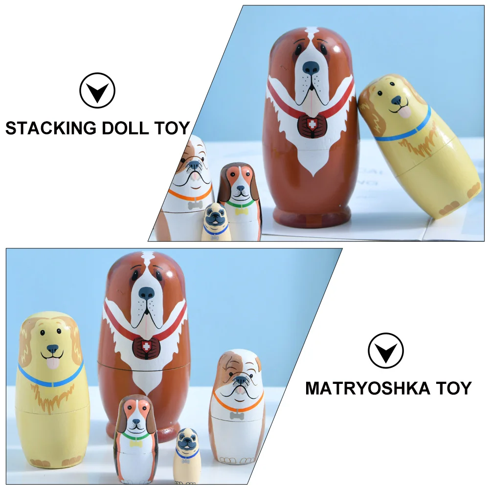 5Pcs Cartoon Pet Dog Matryoshka Toy Creative Nesting Toy Home Decor wooden matryoshka matryoshka dolls