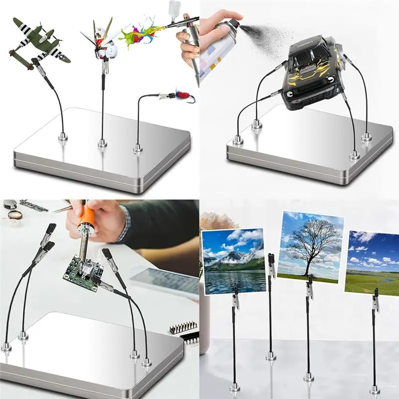 A84X-Helping Hands The Bendable-Crocodile Clip Is Magnetic Hird Hand Tool For Soldering, Model Painting,PCB Holder. (Black) B