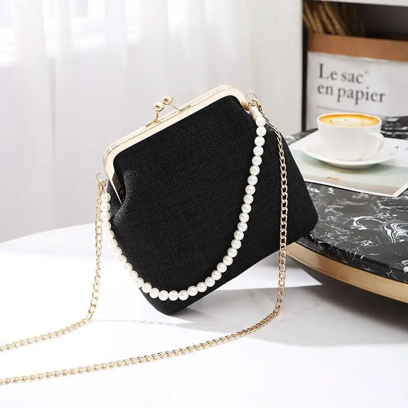Cheongsam Chinese Ancient Style Crossbody Chain Bag Elegant Hand-Held Single Shoulder Hanfu Mouth Gold Bag