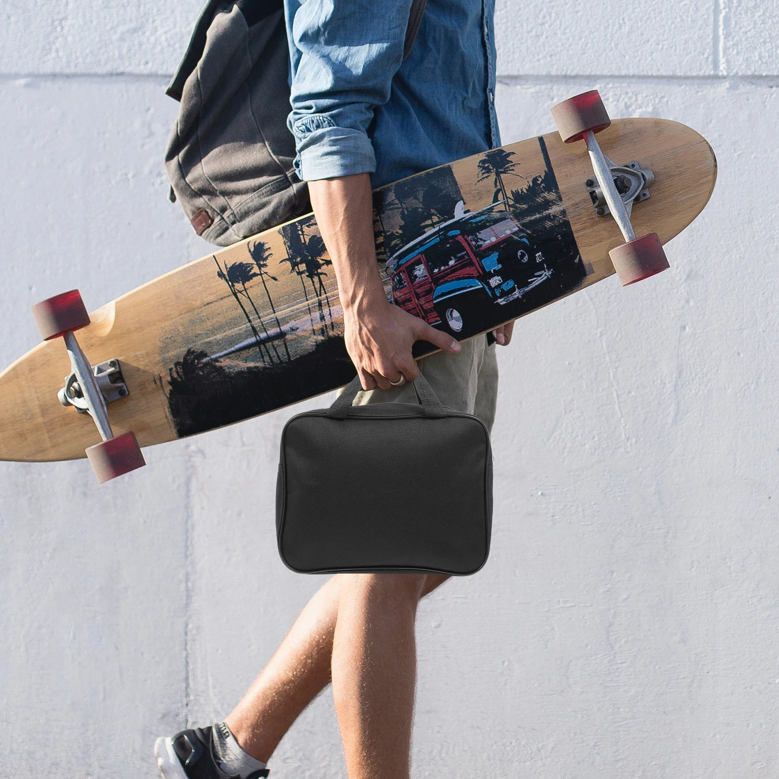 

Oxford Cloth Drift Skate Bag Black H held Durable Wear Resistant Free Skates Practical Long Use Easy Clean Pouch