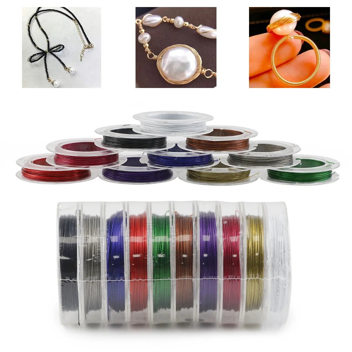 0.38mm 10 Rolls Multicolor Beaded Rope Steel Wire For Jewelry Making Braiding Bracelets Necklaces Earrings DIY Accessories