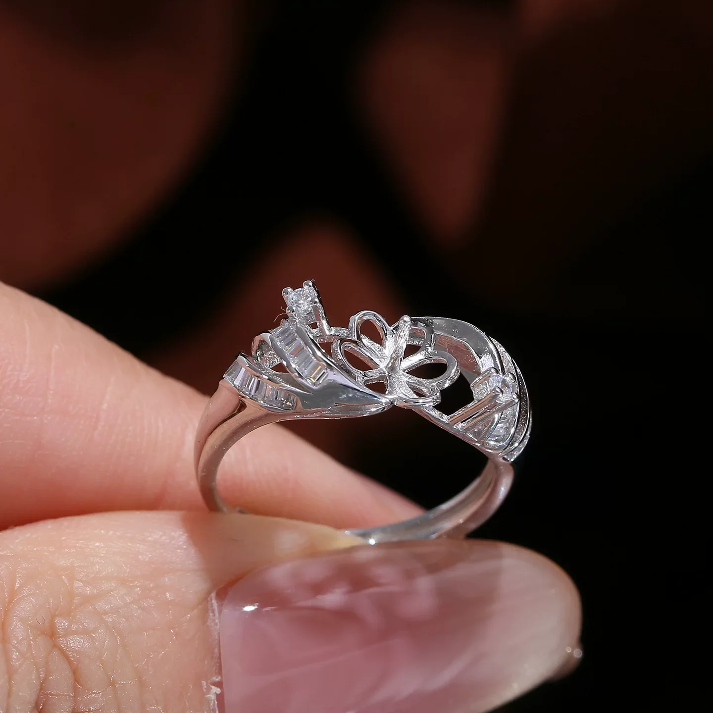 49 DIY accessories S925 sterling silver fashionable women's pearl ring empty base accessory handmade ring base