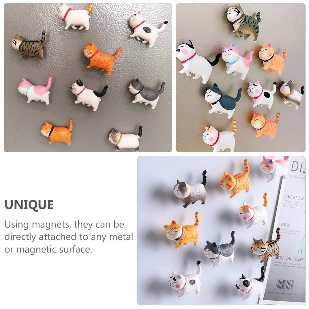 9 Pcs 3D Cat Magnet Shaped Magnets Refrigerator Cartoon for Fridge Document Holder Black Magnetic Photo Family