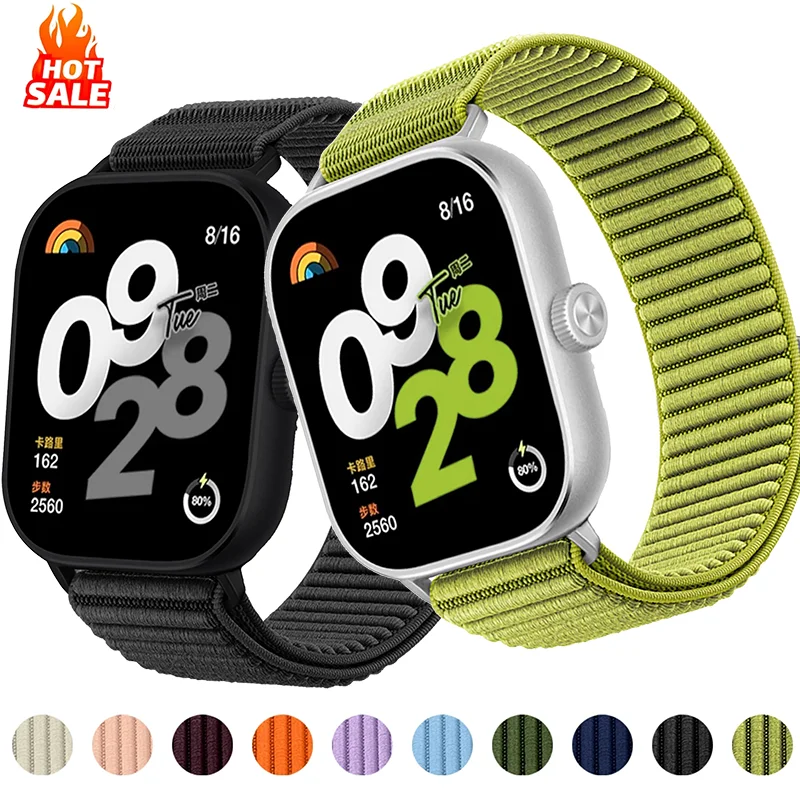 【セール中】Redmi Watch 5/4用ナイロンループストラップブレスレット、スマートウォッチ通気性リストバンド、Xiaomi Mi Band 9 Pro/8 Pro用アクセサリー