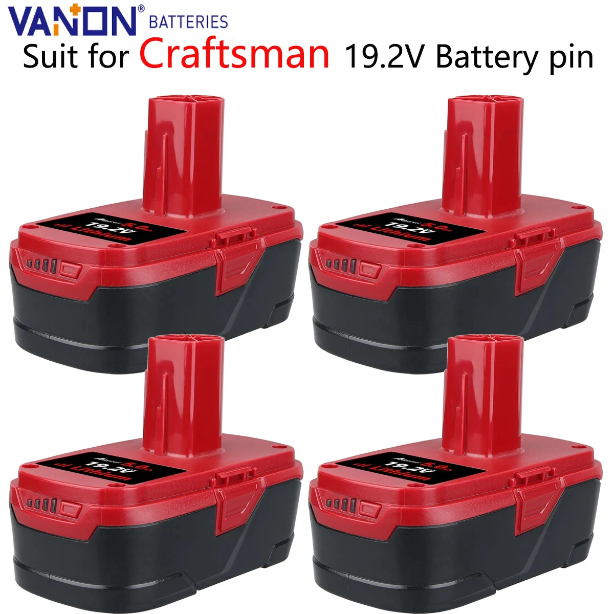 

Vanon 4Pack C3 19.2V 5.0Ah Lithium Battery Replace for Craftsman 130279005 1323903 130211004 11375 11045 315.115410 Battery pin