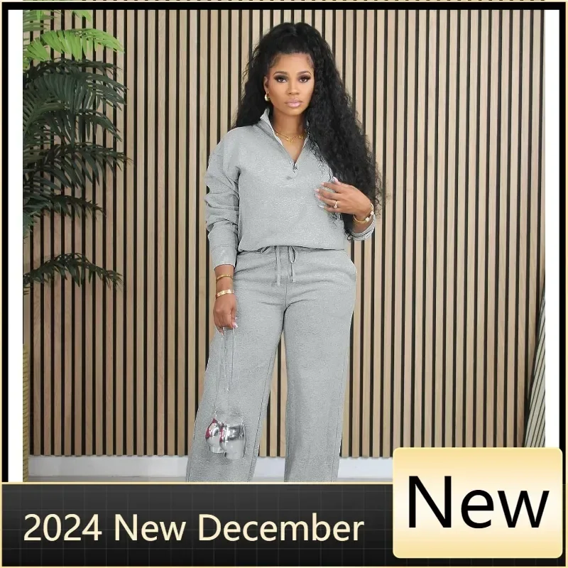 Casual Fall Winter Sets Womens 2 Piece Sweat Suit Long Sleeve Sweatshirt Top and Wide Leg Pants Matching Sets Outfits Tracksuit