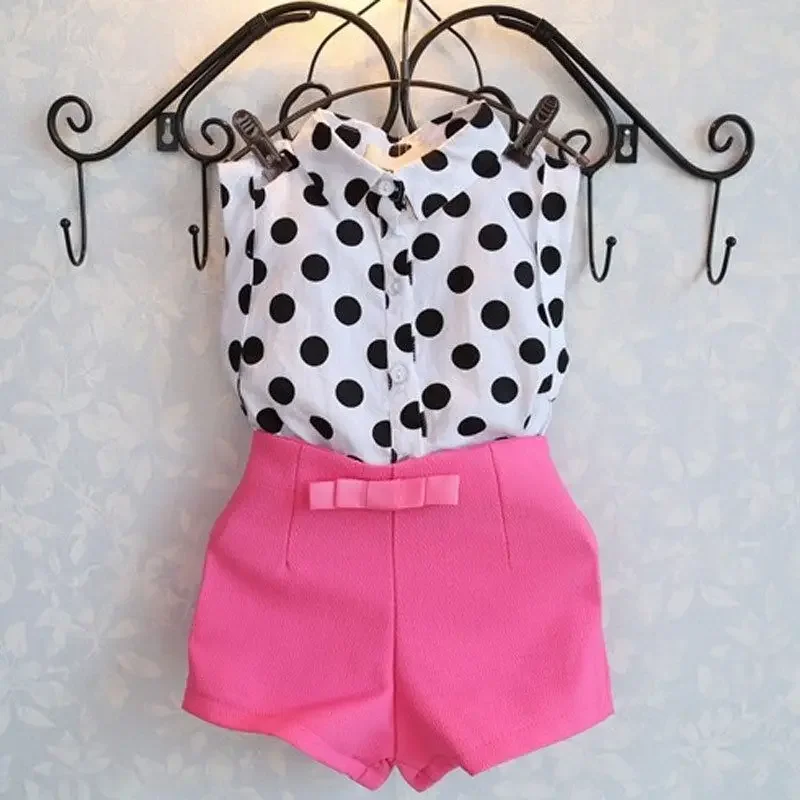 

Summer Infant Toddler Girls Polka Dot Shirt Tops Pink Pants Shorts Outfit 1-6Years