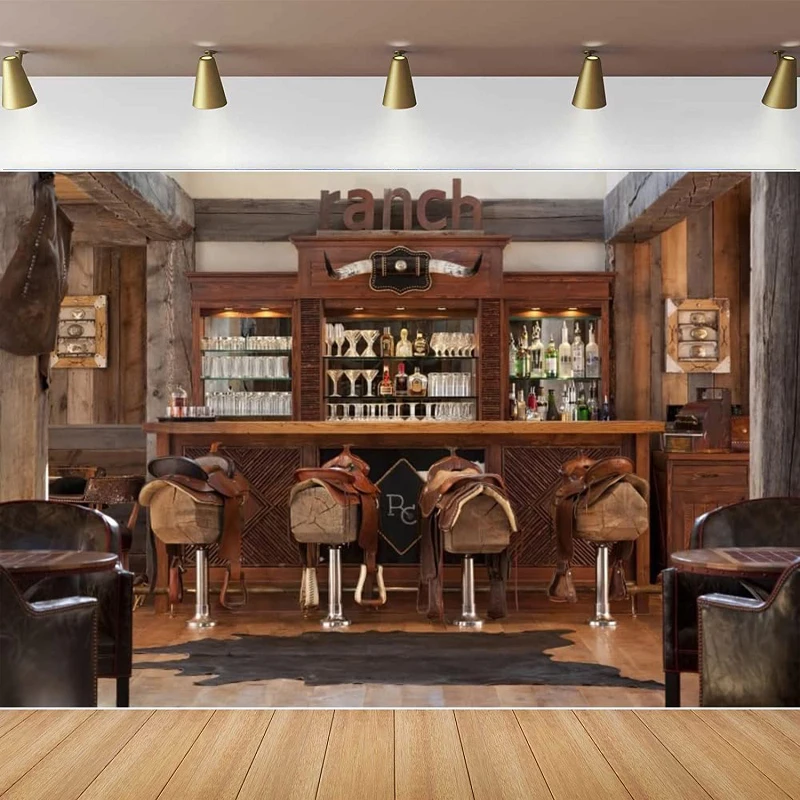 

Western Saloon Tavern Photography Backdrop Old Bar Rustic Tavern Cowboy Wooden Background For Baby Shower Kids Birthday Party