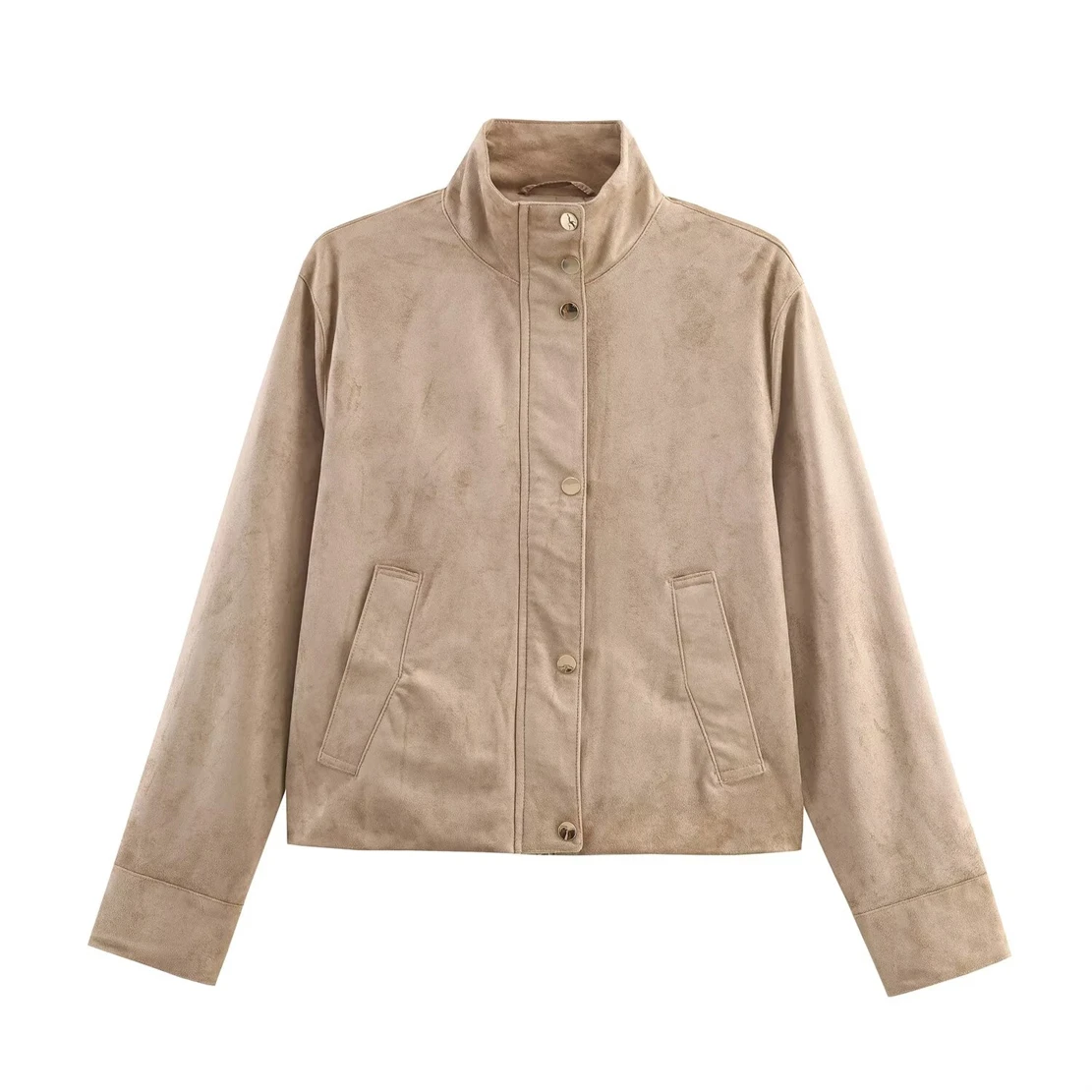 

Women's Minimalist Short Coat Jacket with Button Design Dual Pockets Versatile New-Style Autumn Fashion Essential