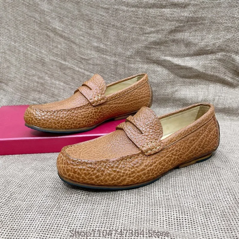 Design Genuine Leather Loafers Men's Leather Shoes Youth Casual Slip on Oxfords Comfortable Spring Summer Luxury Business Male