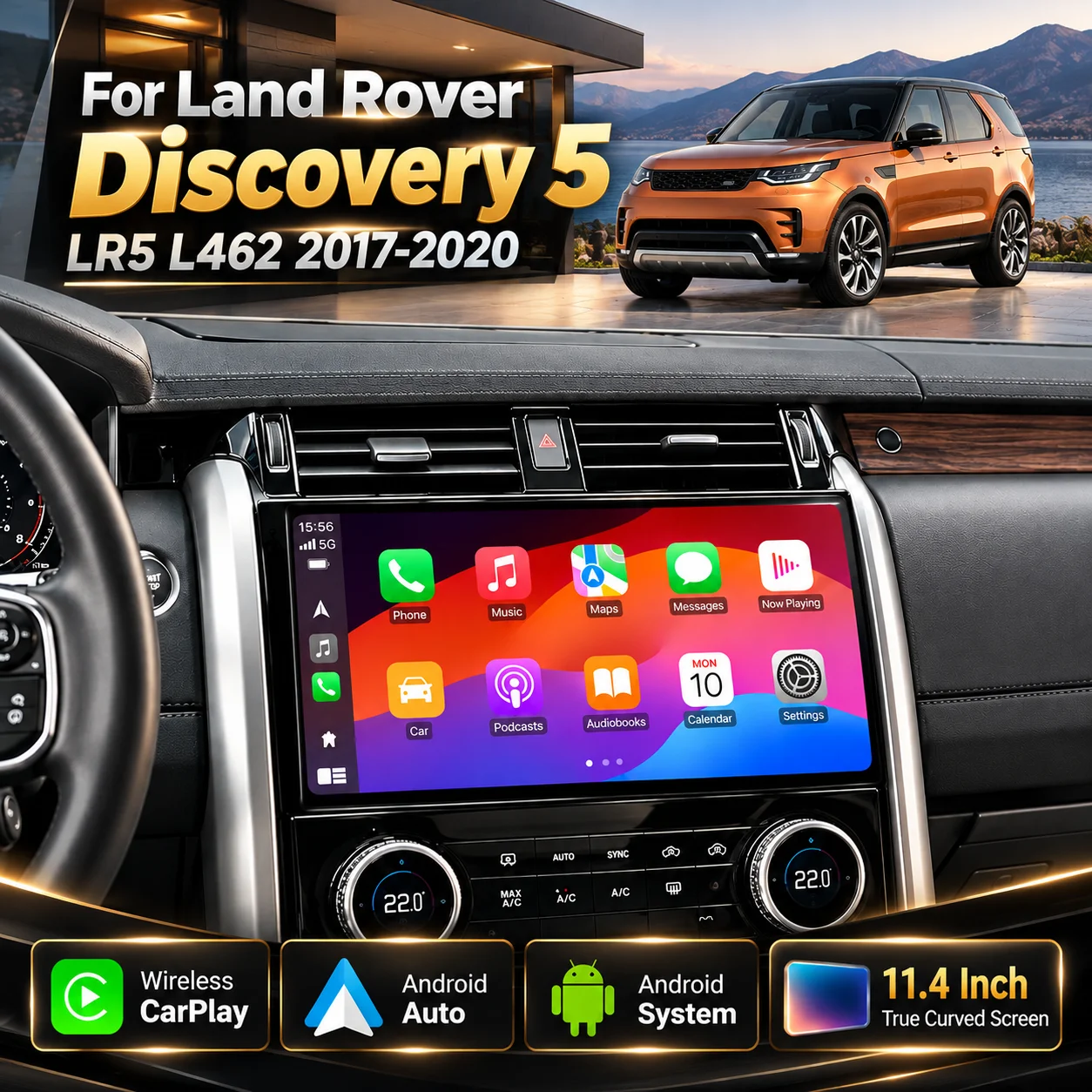 11.4in Android Car Radio For Land Rover Discovery 5 LR5 L462 2017-2020 Multimedia Player CarPlay True Curved Screen Dual System