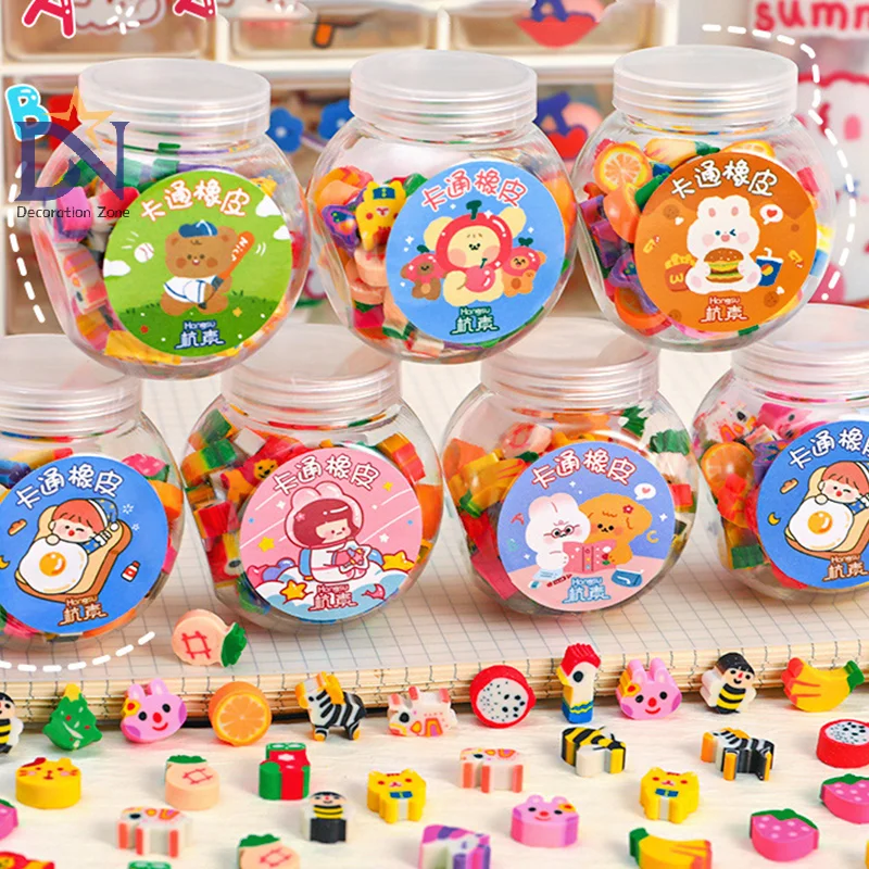50 Borradores de Goma con Forma de Animales y Frutas, Borradores Creativos para Lápices, Mini Borradores Kawaii para Niños, Estudiantes y Oficina, Artículos de Papelería