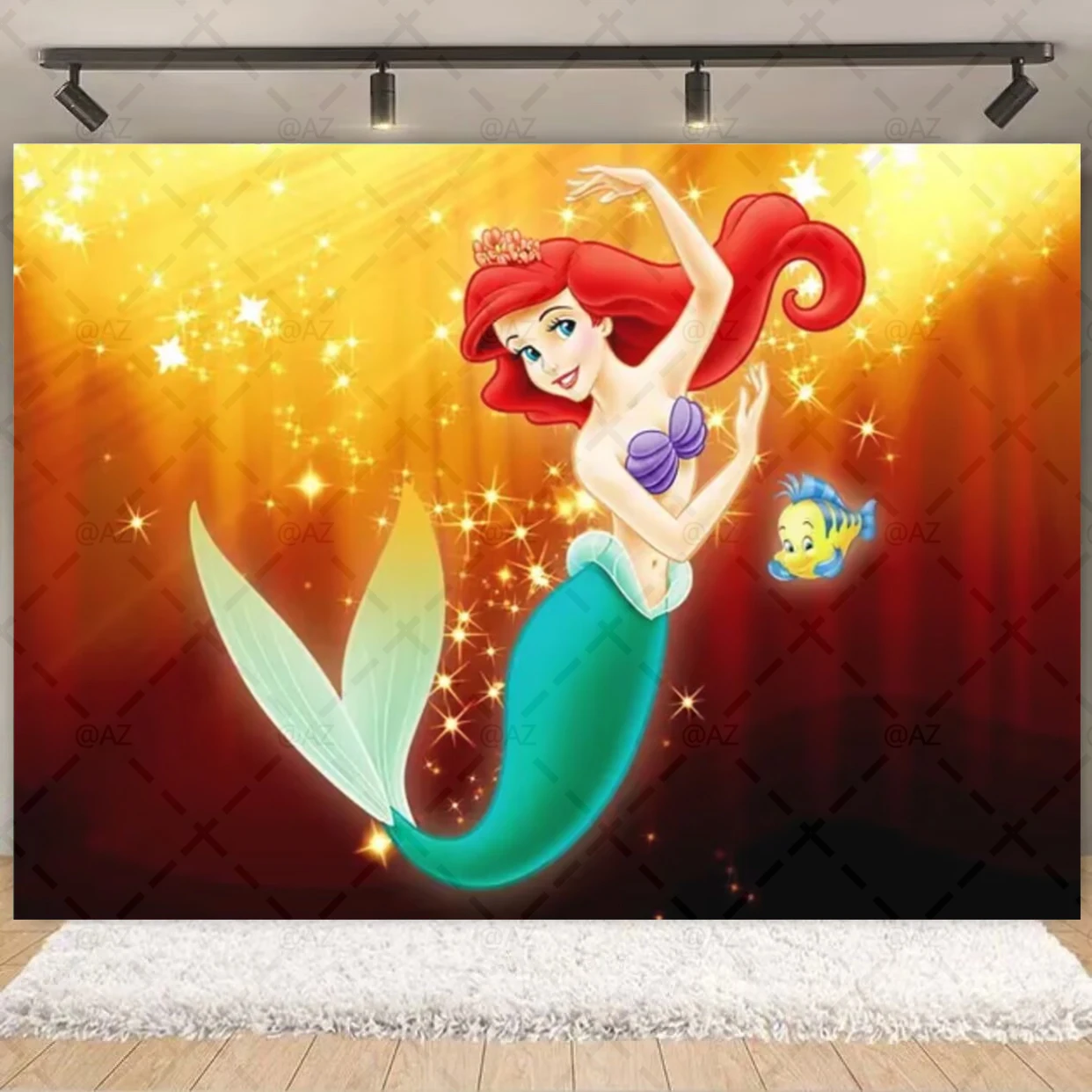 Tło Disney Ariel Księżniczka Mała Syrenka Dekoracja na Urodziny Uroczystość Baby Shower Upominek dla Dziewczynki Rekwizyt do Pokoju