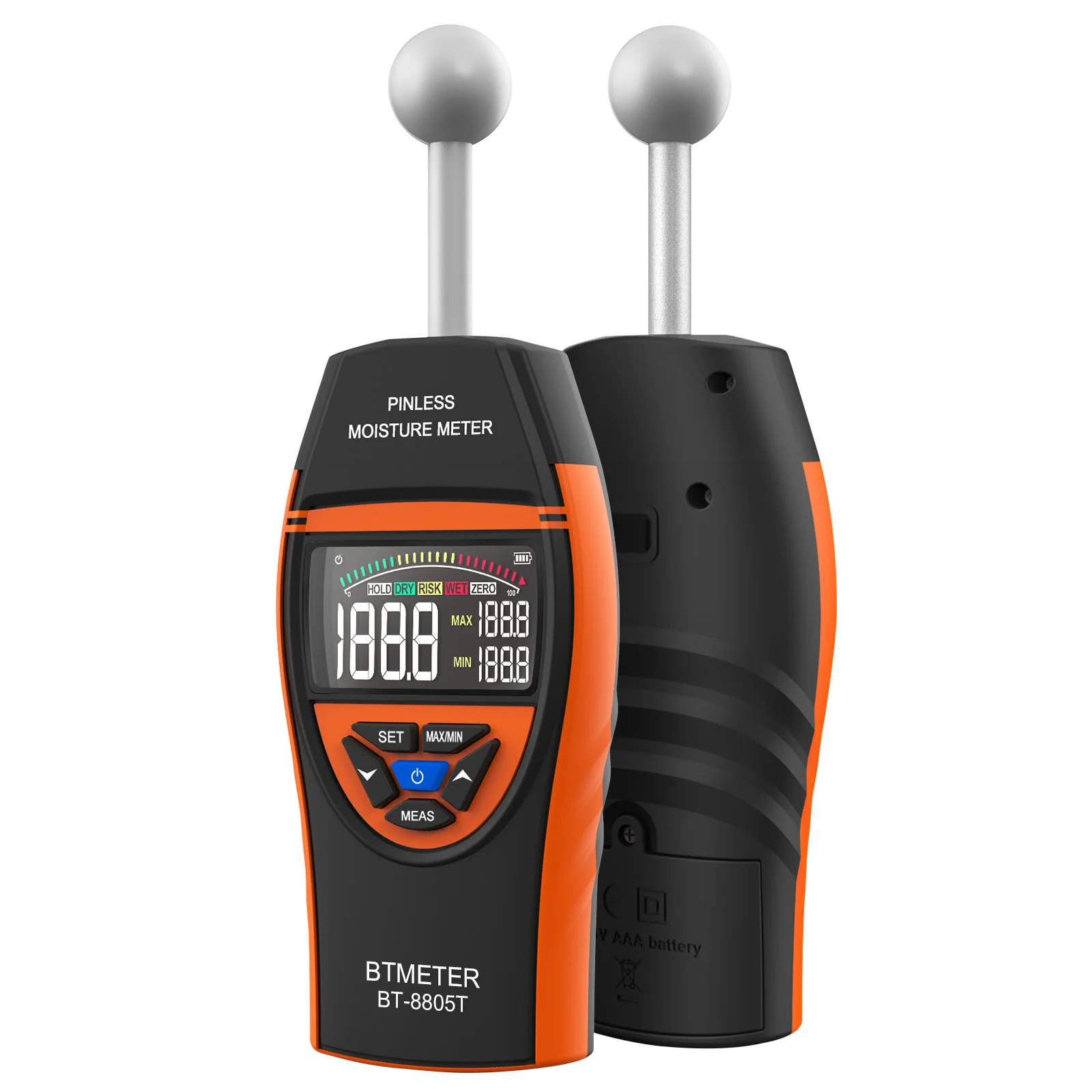 

Non-Contact Wood Moisture Meter, Pinless Digital Humidity Tester with Audible Alarm & Calibration, 20-40mm Deep Scan for Wall