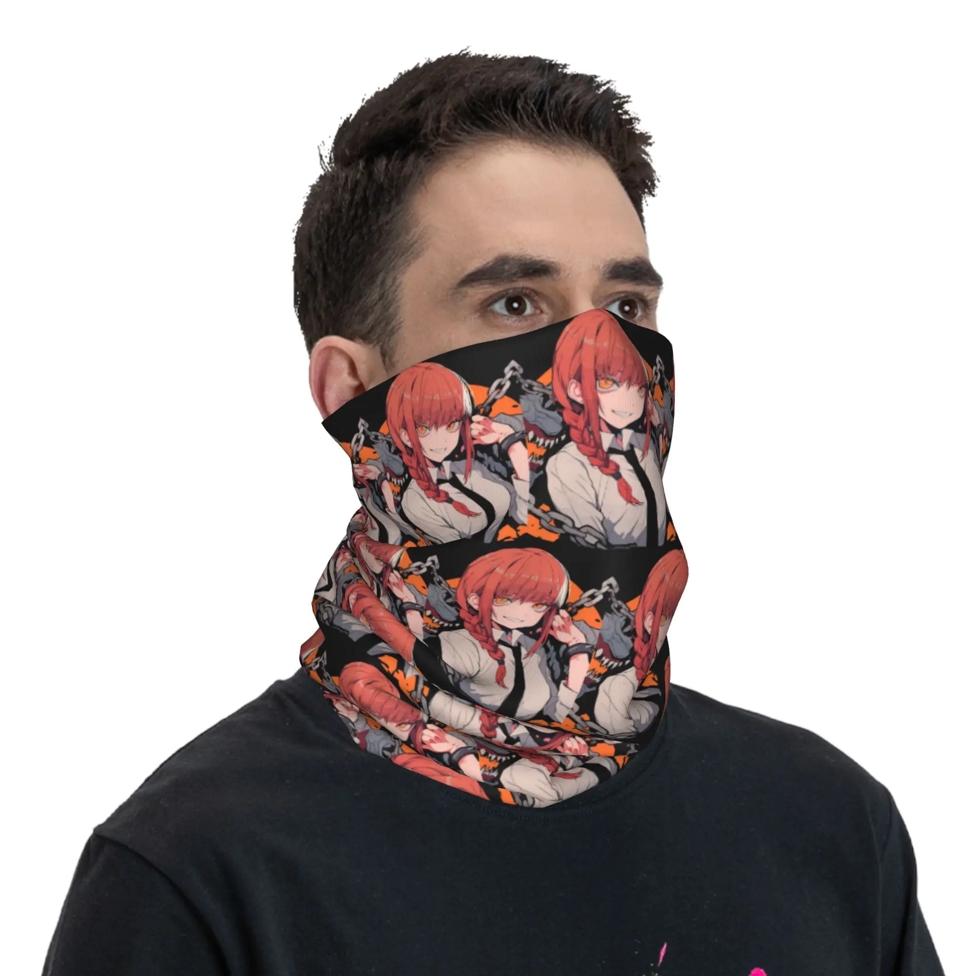 マキマチェーンソーマンバンダナネックゲートルプリントラップスカーフ多用途ヘッドバンドランニング男性女性大人洗える