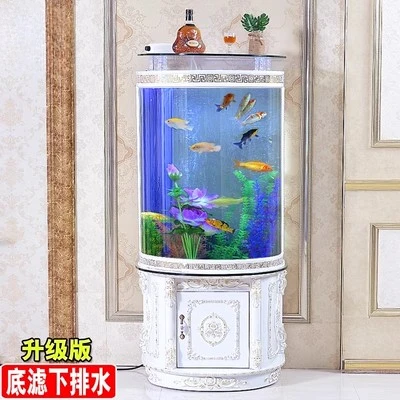 European-Style Semi-Cylindrical Glass Fish Tank Change-Free Aquarium Ecological Bottom Filter Cabinet Living Room Lazy