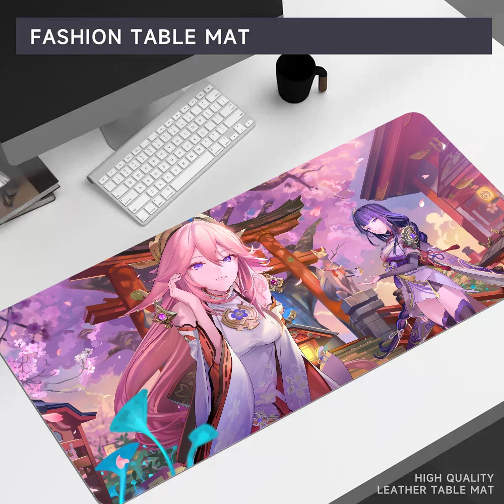 Yae Miko Genshin Impact Mousepad, Big Mouse Pad, Office Computer Desk Mat, Teclado de mesa, Almofada do teclado, Laptop, XL, 80x30cm