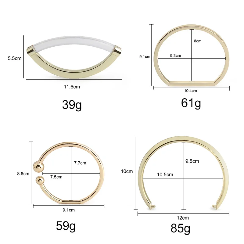 Light Gold Round/D Shape Retro Metal Frame Handles For Women Handmade Bags Purse Handbag Shoulder Strap Replacement Accessories