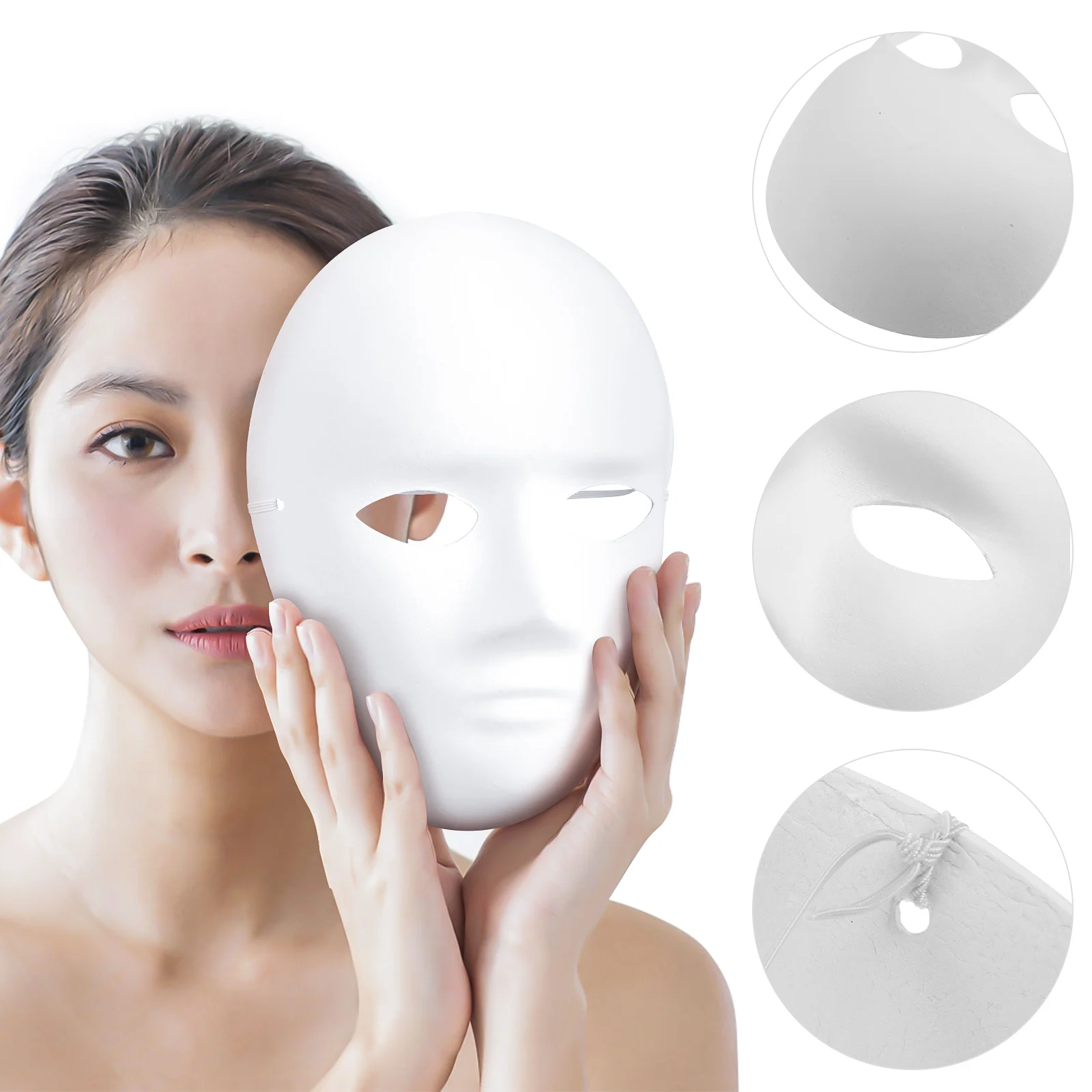 

4 pcs Paintable Masks Blank Mask To Decorate White Masks Paper Mask DIY Halloween Masquerade Party Accessories Adult