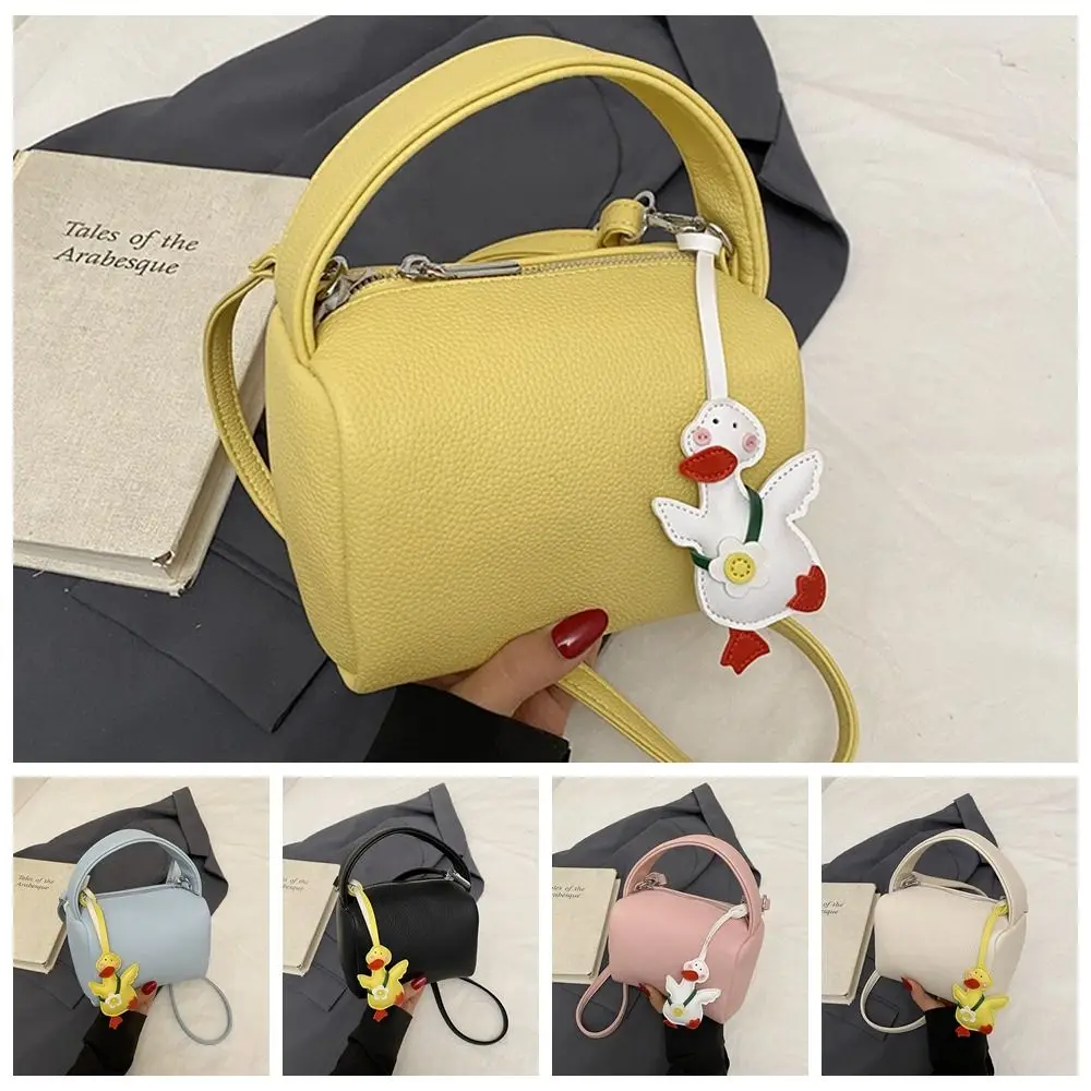 حقيبة يد عصرية ذات لون سادة فاخرة مع قلادة بوسطن حقيبة كروس بسحاب متعددة الاستخدامات للنساء محفظة بمقبض للفتيات