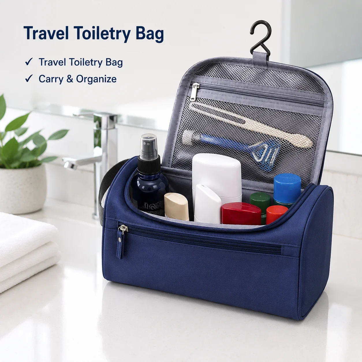 Hanging Toiletry Bag Travel Wash Bag Cosmetic Organizer Multi Pocket Oxford Cloth Makeup Storage Case for Women Men Bathroom Use