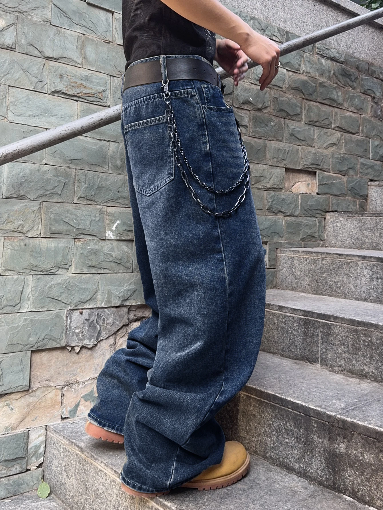 Men's Trendy Y2K Streetwear Jeans, Retro Baggy Wide-Leg Pants For Men,Versatile Loose-Fitting Casual Denim Trousers, All Seasons