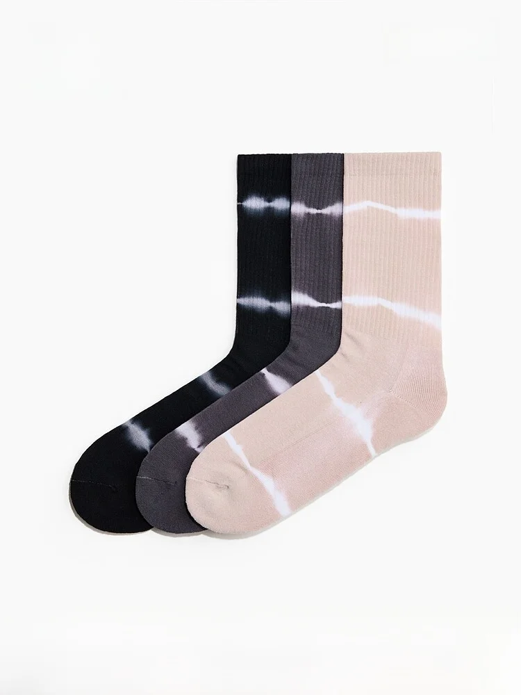 

H&M Men's 3 Pairs Pack Dyed Socks Cotton Nylon Spandex Mid-Calf Spring Autumn Winter Unisex Socks Comfortable Breathable