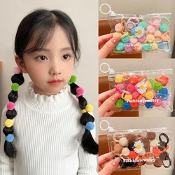 20Pcs Cute Hairball Scrunchie Set Children Girls Kids Baby Elastic Hair Rubber Bands Accessories Tie Hair Ring Rope Headdress