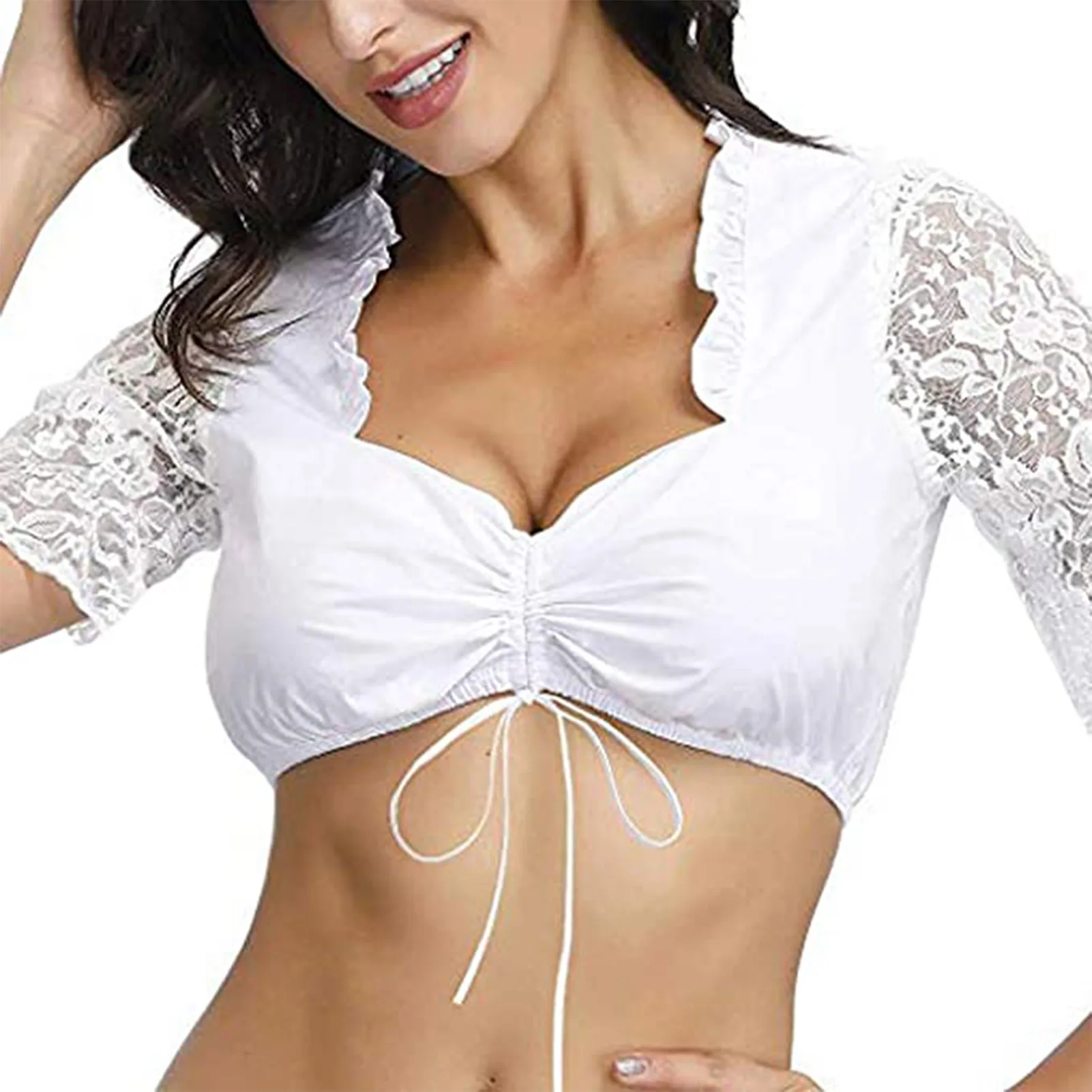 Women's Lace Dirndl Blouse Comfortable Breathable Female Bras for Girls Ladies Wife Mother Daughter