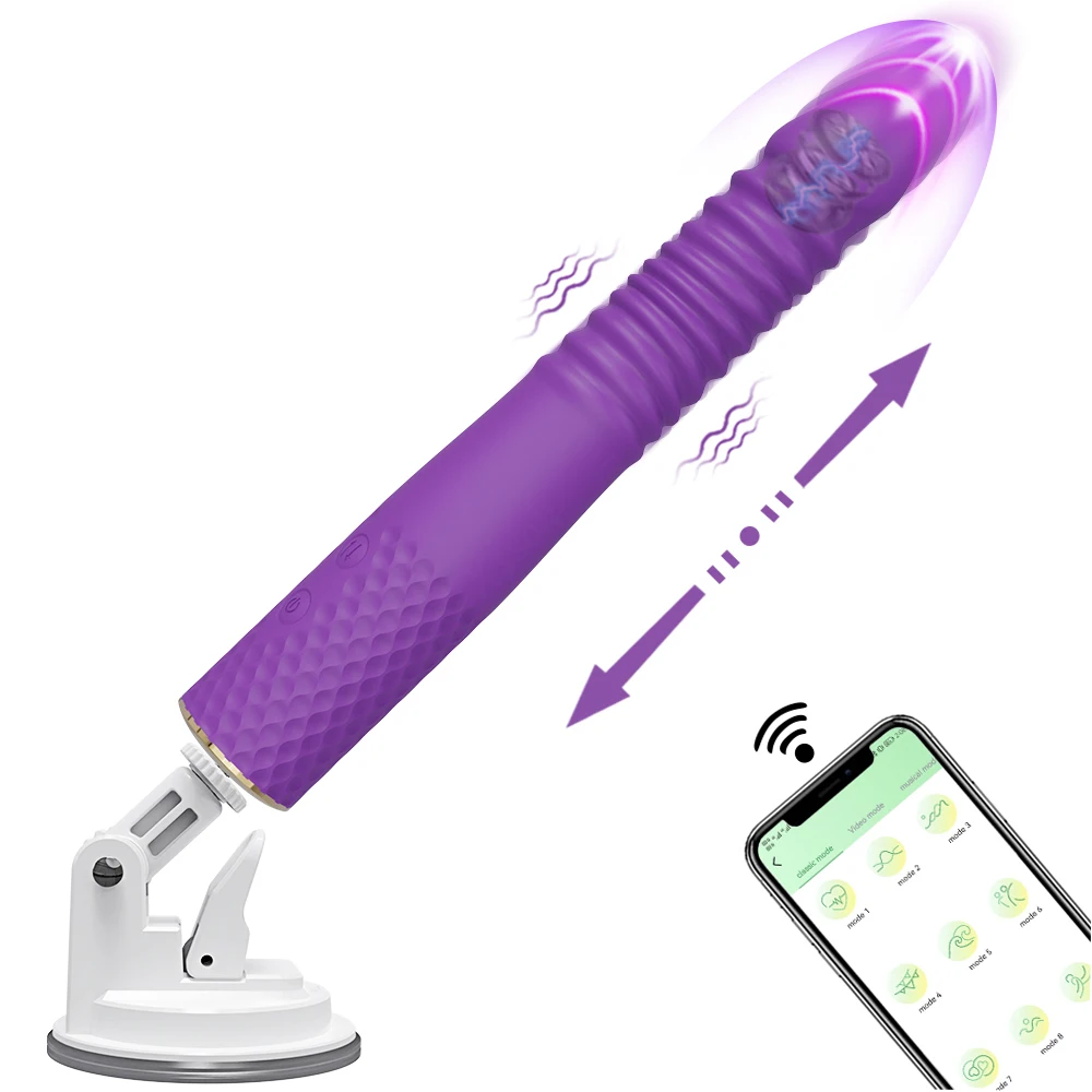 Thrusting APP Vibrator for Women Dildo Female Masturbator Telescopic G-Spot Stimulator with Suction Cup Sex Toy for Women