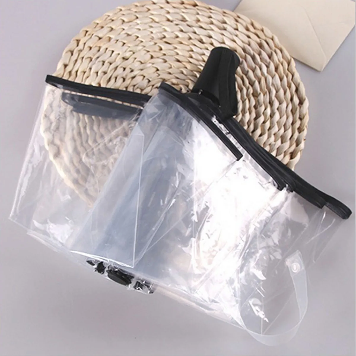 

1 шт., полностью автоматический тройной складной прозрачный зонт, водонепроницаемый портативный дорожный прозрачный зонт для дождливого дня, уличный прозрачный зонт