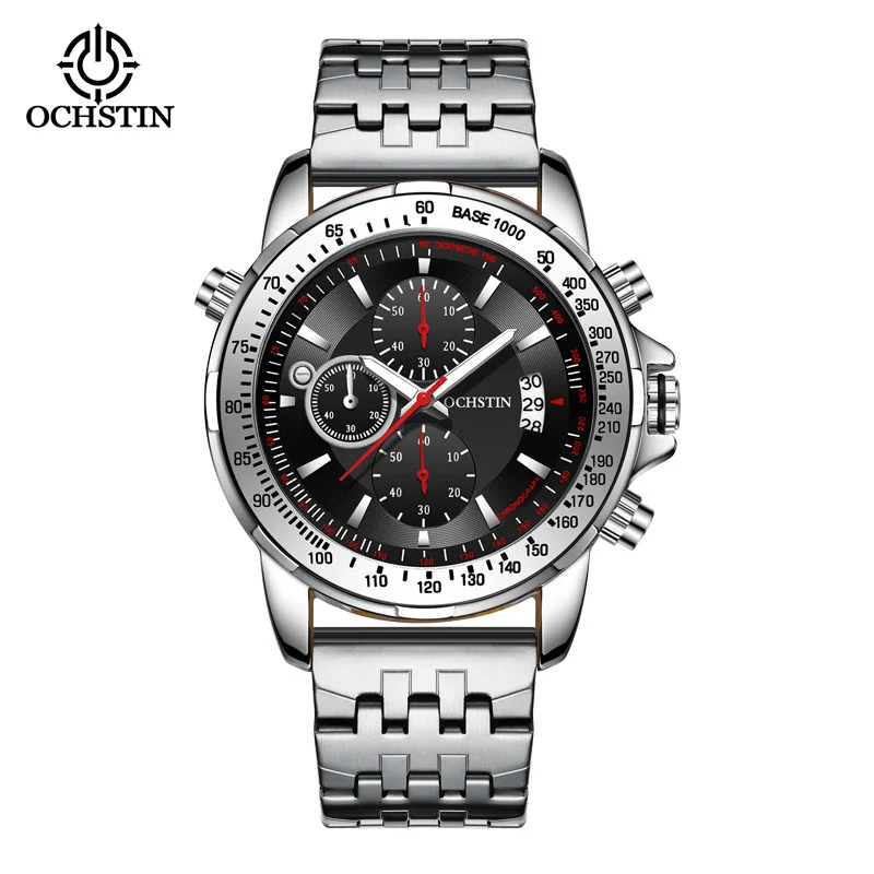 Swiss brand new men's watch multi-function steel belt quartz watch foreign trade hot-selling model
