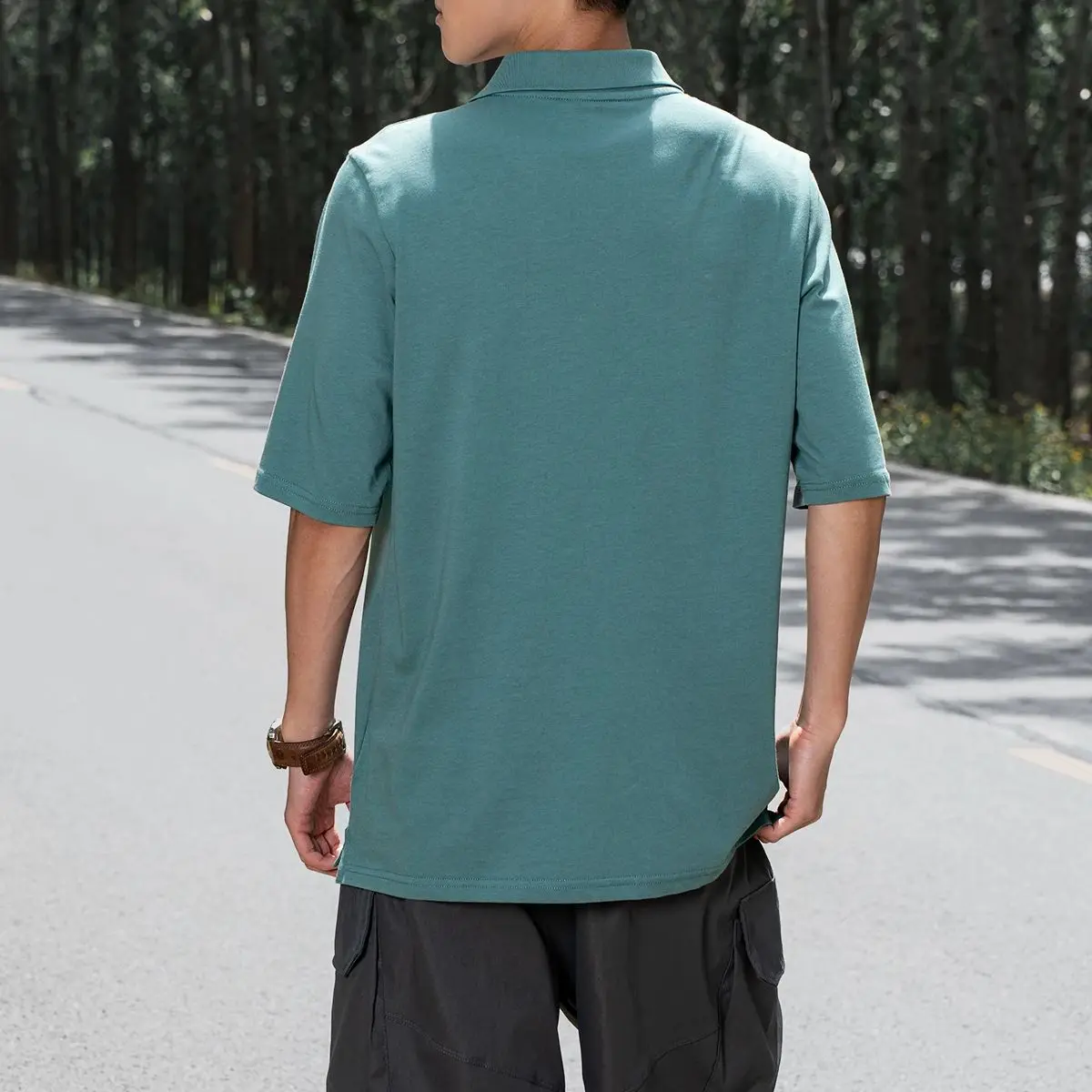 تي شيرت Timberland للرجال ذو طية صدر السترة بأكمام قصيرة تي شيرت كاجوال نصف كم قميص بولو A6427Cl6