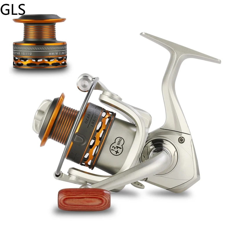 GLS Double Spool Fishing coil Wooden handshake 12+ 1BB Spinning Fishing Reel Professional Metal Left/Right Hand Reel 15KG Drag