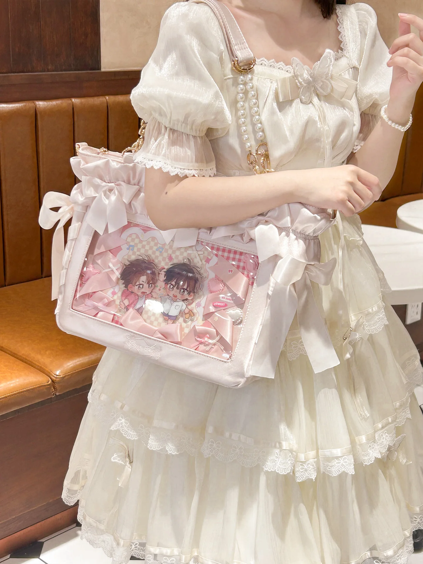 Japanese Giels Sweet Lolita Satin Itabag 2025 New Women's Fashion Versatile Large Capacity Shoulder Bag Ladies Tote Bags
