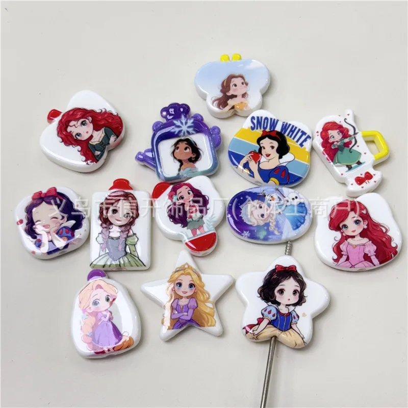 كارتون أنيمي ديزني الأميرة حبة طباعة اليدوية DIY حبة القلم سلاسل المفاتيح، سلسلة الهاتف، حقيبة الظهر اكسسوارات الديكور المواد #3