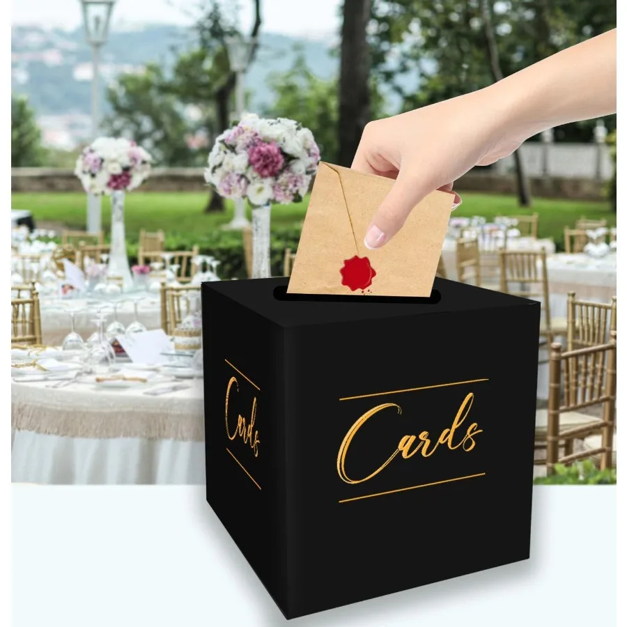 صندوق بطاقات أسود صندوق مغلف الزفاف هدية صندوق بطاقات حامل صندوق بطاقات لحفلات الزفاف وأعياد الميلاد وحفلات استقبال المولود الجديد صندوق السحب
