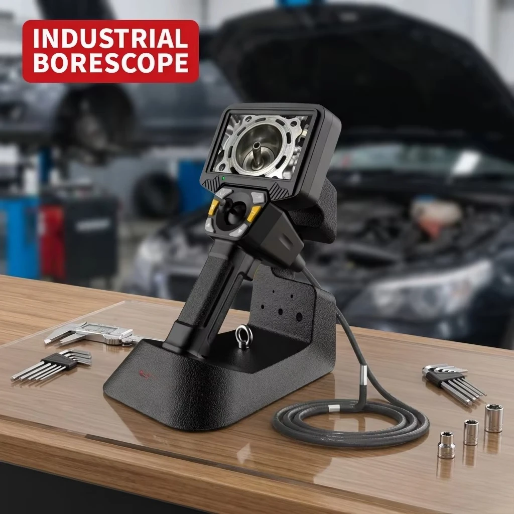 Boroscopio de Video HD Portátil de 6 mm con Pantalla IPS de 5 Pulgadas, Clasificación IP67, Herramienta para Motor Automotriz, Cámara Industrial con LED Articulado de 4 Vías
