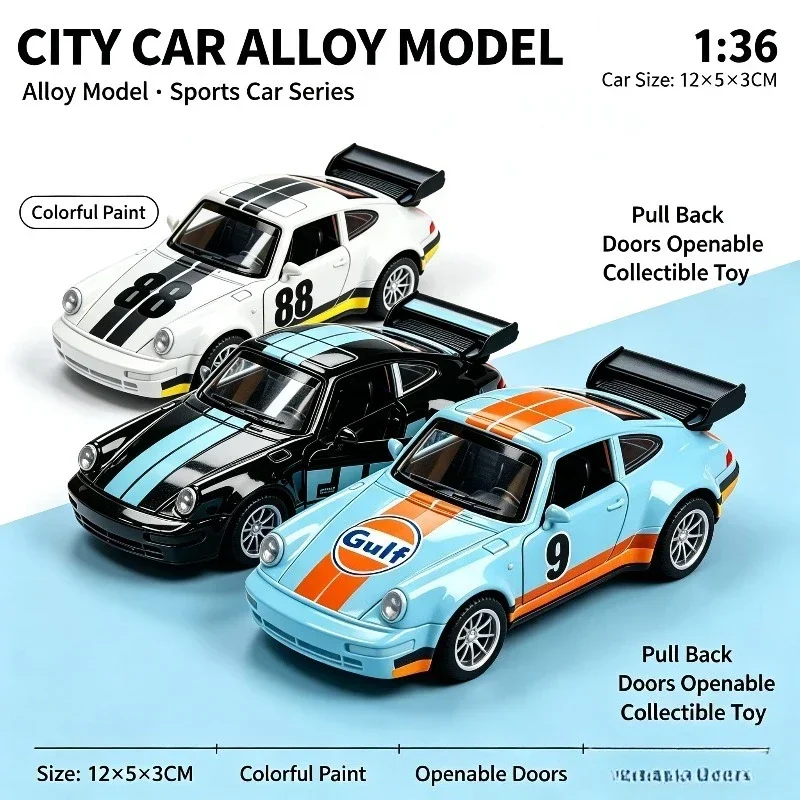 1:36 Classic Racing Alloy Car Model, Diecast Pull Back Sports Car With Openable Doors, Retro Simulation Race Vehicle, Hobby